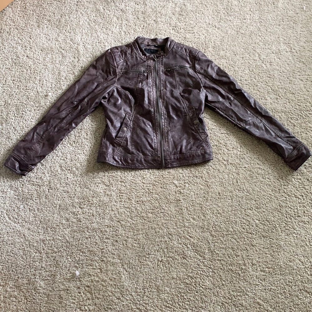 Maurice’s, grey, fake leather jacket, size Medium